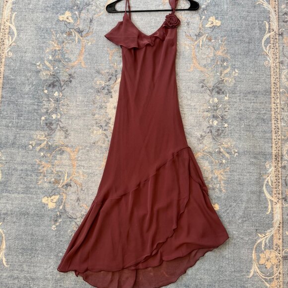 Wilfred Asymmetrical Ruffle Slip Dress in Deep Rose XXS NWOT - Picture 1 of 4